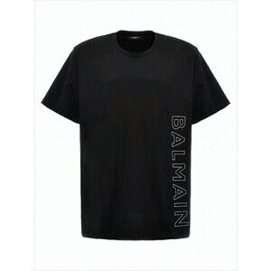 Balmain Relaxed Fit Black T-Shirt With Bold Logo Print - NWT